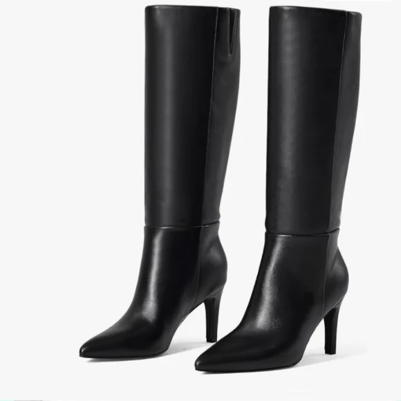 NIB Black Matte Knee High Stilletto Boots - Size 9 - Picture 1 of 6